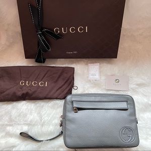 New! GUCCI Soho GG Logo Calfskin Logo Bag